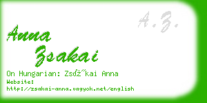 anna zsakai business card